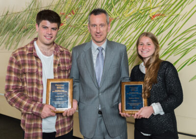 Ross students Daniel Freed (BBA ’15) and Kathryn Roiner (BBA ’16) are presented with the 2015 Weiser Family BBA Entrepreneur of the Year award. Freed and Roiner are the the co-founders of Companion, which was the top winner of the 2015 Michigan Business Challenge. Companion is a peer-to-peer safety network that allows people to stay safe by keeping in touch with others while walking from one place to another.